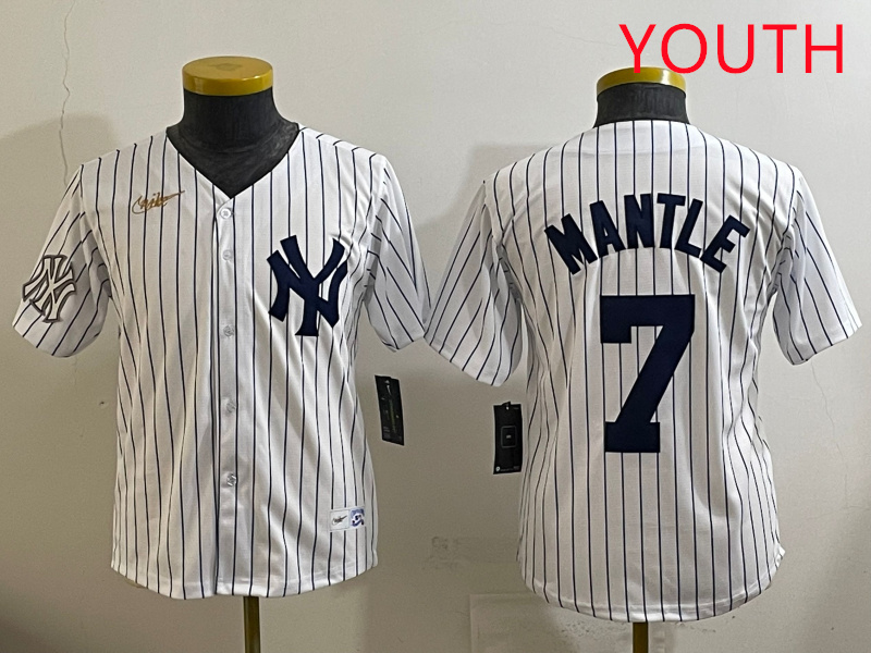 Youth New York Yankees 7 Mantle White 2025 Nike MLB jersey style 4